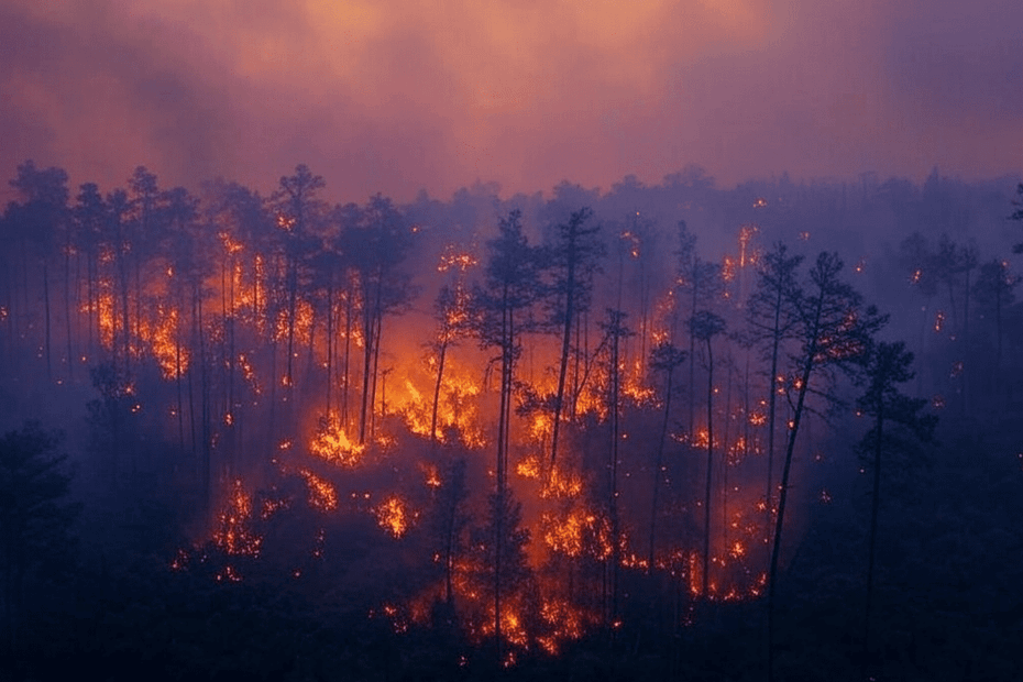 Feu de forêt vue du ciel