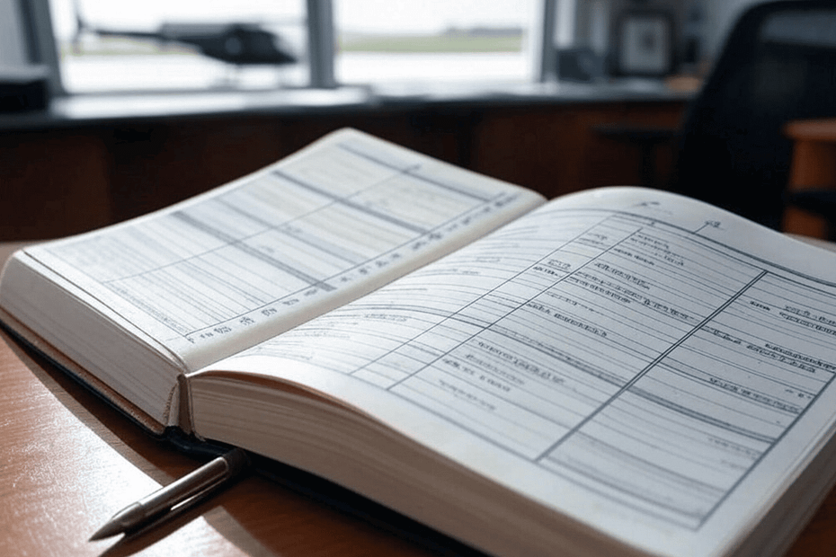 Exemple d’un carnet de route d’hélicoptère correctement rempli selon les consignes de la DSAC.